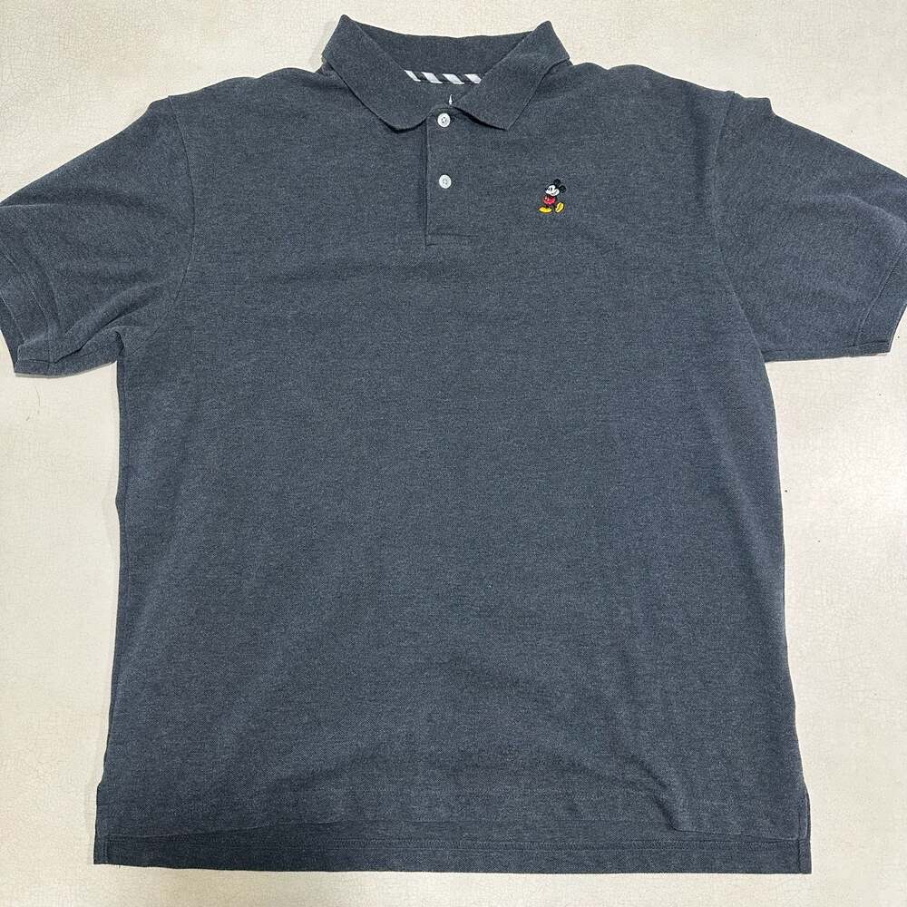 Disney Parks Mickey Mouse Polo Men's XL Short Sleeve Shirt Embroidered Gray